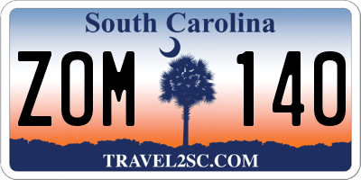 SC license plate ZOM140