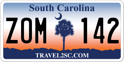 SC license plate ZOM142