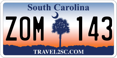 SC license plate ZOM143