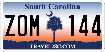 SC license plate ZOM144