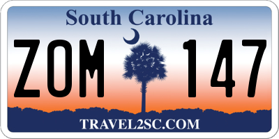 SC license plate ZOM147
