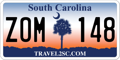 SC license plate ZOM148
