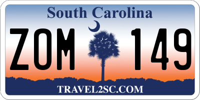 SC license plate ZOM149