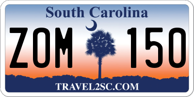 SC license plate ZOM150