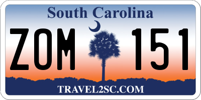 SC license plate ZOM151