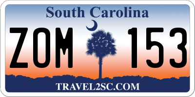 SC license plate ZOM153