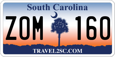 SC license plate ZOM160