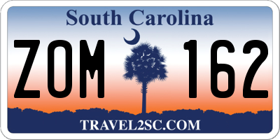 SC license plate ZOM162