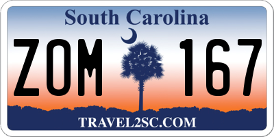 SC license plate ZOM167