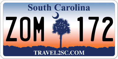 SC license plate ZOM172