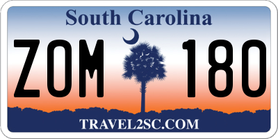 SC license plate ZOM180