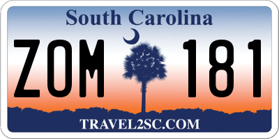 SC license plate ZOM181