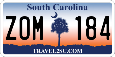 SC license plate ZOM184