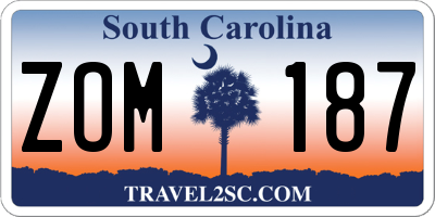 SC license plate ZOM187