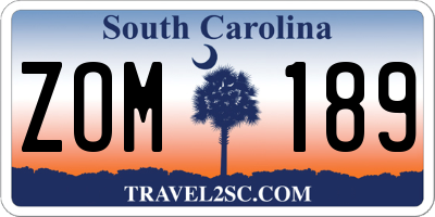 SC license plate ZOM189