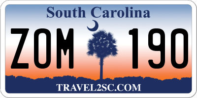SC license plate ZOM190