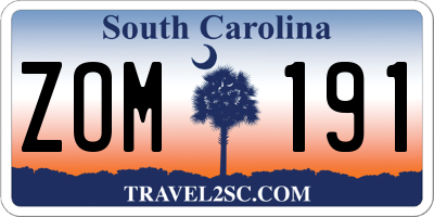 SC license plate ZOM191