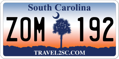 SC license plate ZOM192