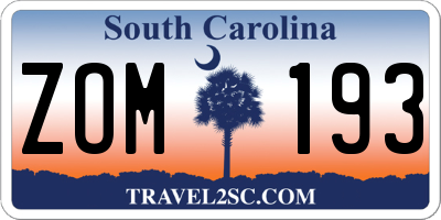 SC license plate ZOM193