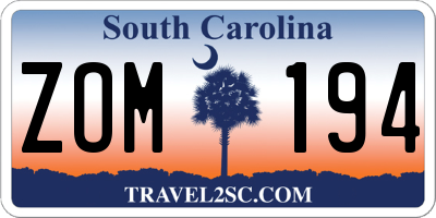 SC license plate ZOM194