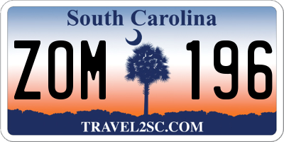 SC license plate ZOM196