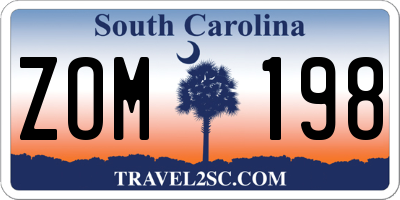 SC license plate ZOM198