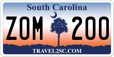 SC license plate ZOM200