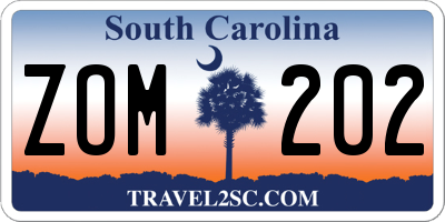 SC license plate ZOM202