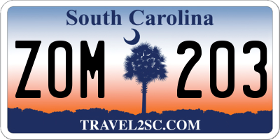 SC license plate ZOM203