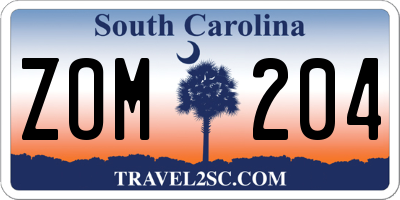 SC license plate ZOM204