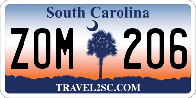 SC license plate ZOM206
