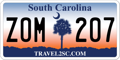 SC license plate ZOM207