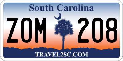 SC license plate ZOM208