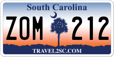 SC license plate ZOM212
