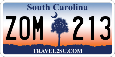 SC license plate ZOM213