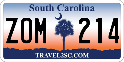 SC license plate ZOM214