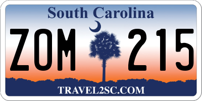 SC license plate ZOM215