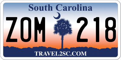 SC license plate ZOM218