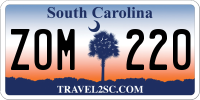 SC license plate ZOM220
