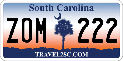 SC license plate ZOM222