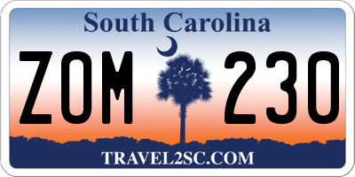 SC license plate ZOM230