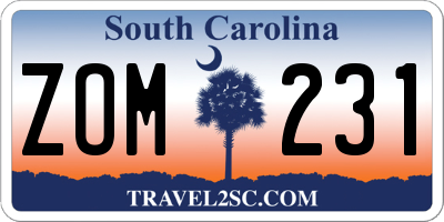 SC license plate ZOM231