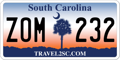 SC license plate ZOM232