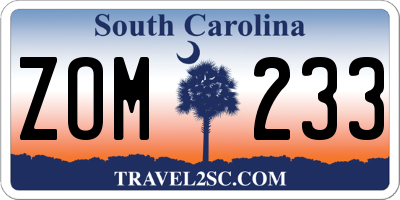 SC license plate ZOM233