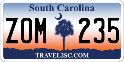SC license plate ZOM235