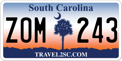 SC license plate ZOM243