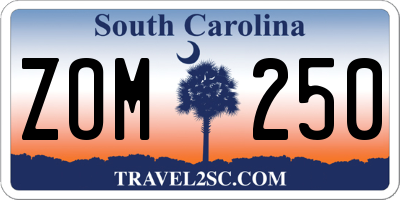 SC license plate ZOM250