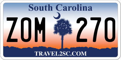 SC license plate ZOM270