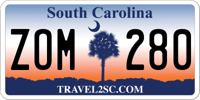 SC license plate ZOM280