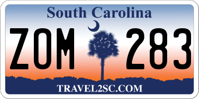 SC license plate ZOM283